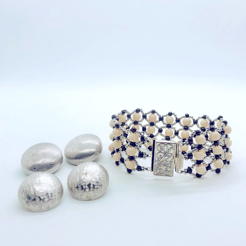 Vintage Unique Bracelet & Signed Earrings
